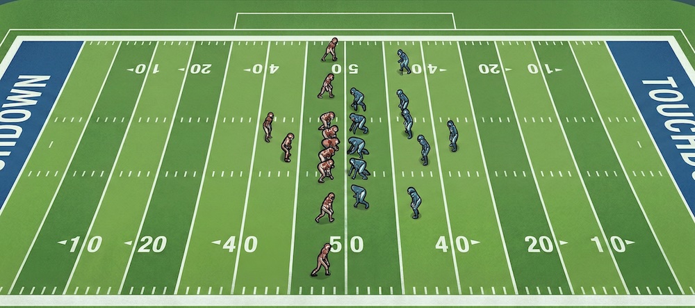 Good high sideline football film angle for AI film analysis