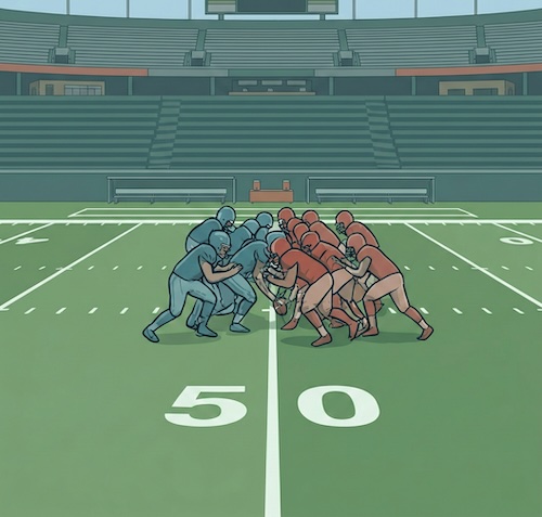 Low football film camera angle that can make AI player tracking harder